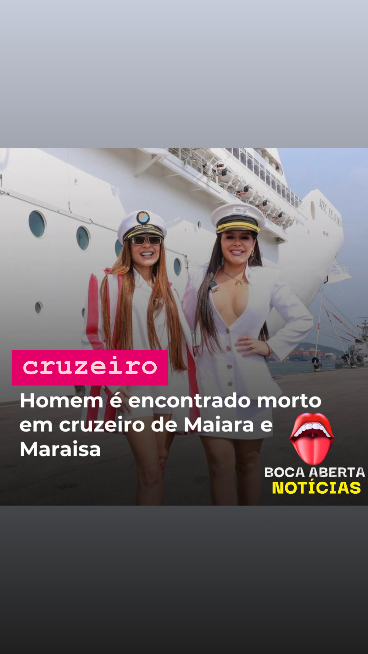 Um homem de 41 anos foi encontrado morto a bordo do navio temático da dupla “Maiara & Maraisa em Alto Mar”,