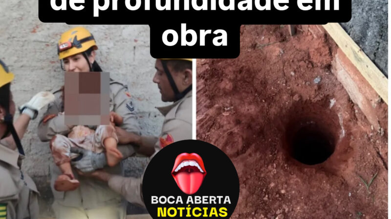Criança de 2 anos cai em buraco de 4 metros de profundidade em obra