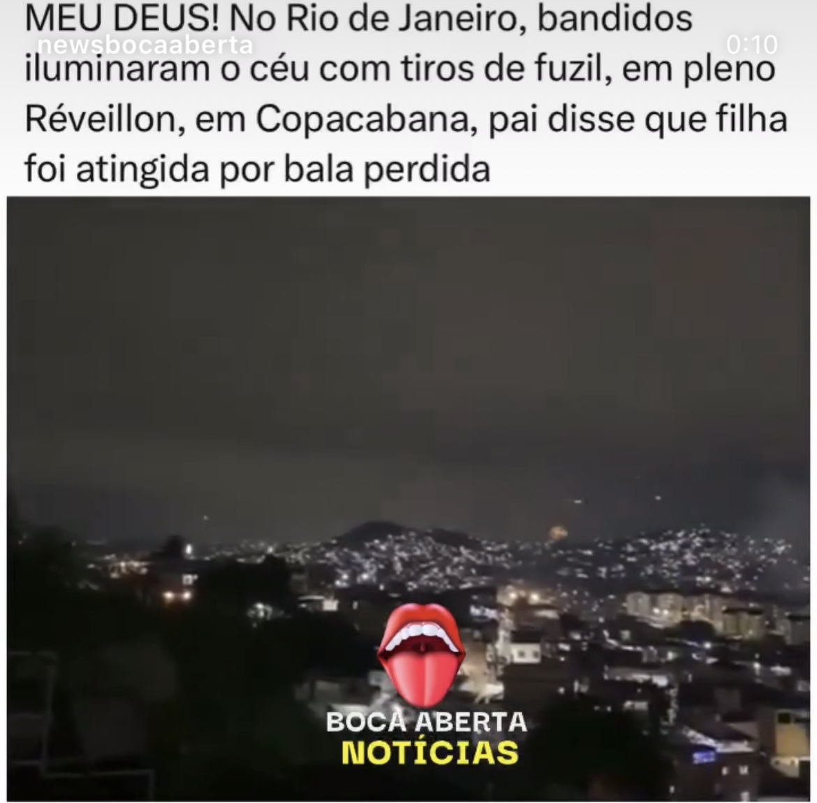 Vídeo divulgado nas redes sociais, mostra momento em que tiroteio acontece na virada do ano.